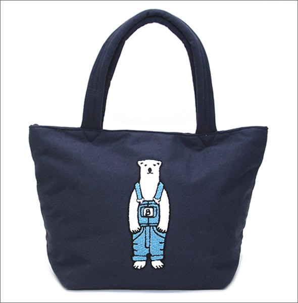 アネロ AP-C0472-LBL POLAR BEAR BENJAMIN オシャレなシロクマ ベンジャミン もこもこサガラ刺繍 スウェット素材 ショルダー・トートバッグ