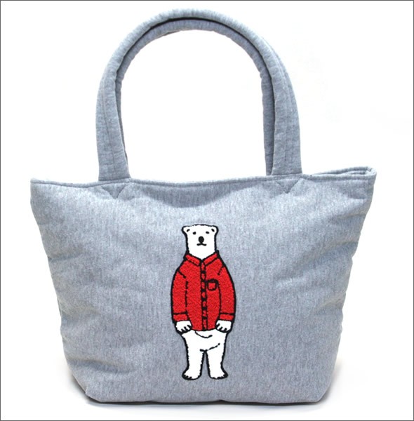 アネロ AP-C0472-RE POLAR BEAR BENJAMIN オシャレなシロクマ ベンジャミン もこもこサガラ刺繍 スウェット素材 ショルダー・トートバッグ