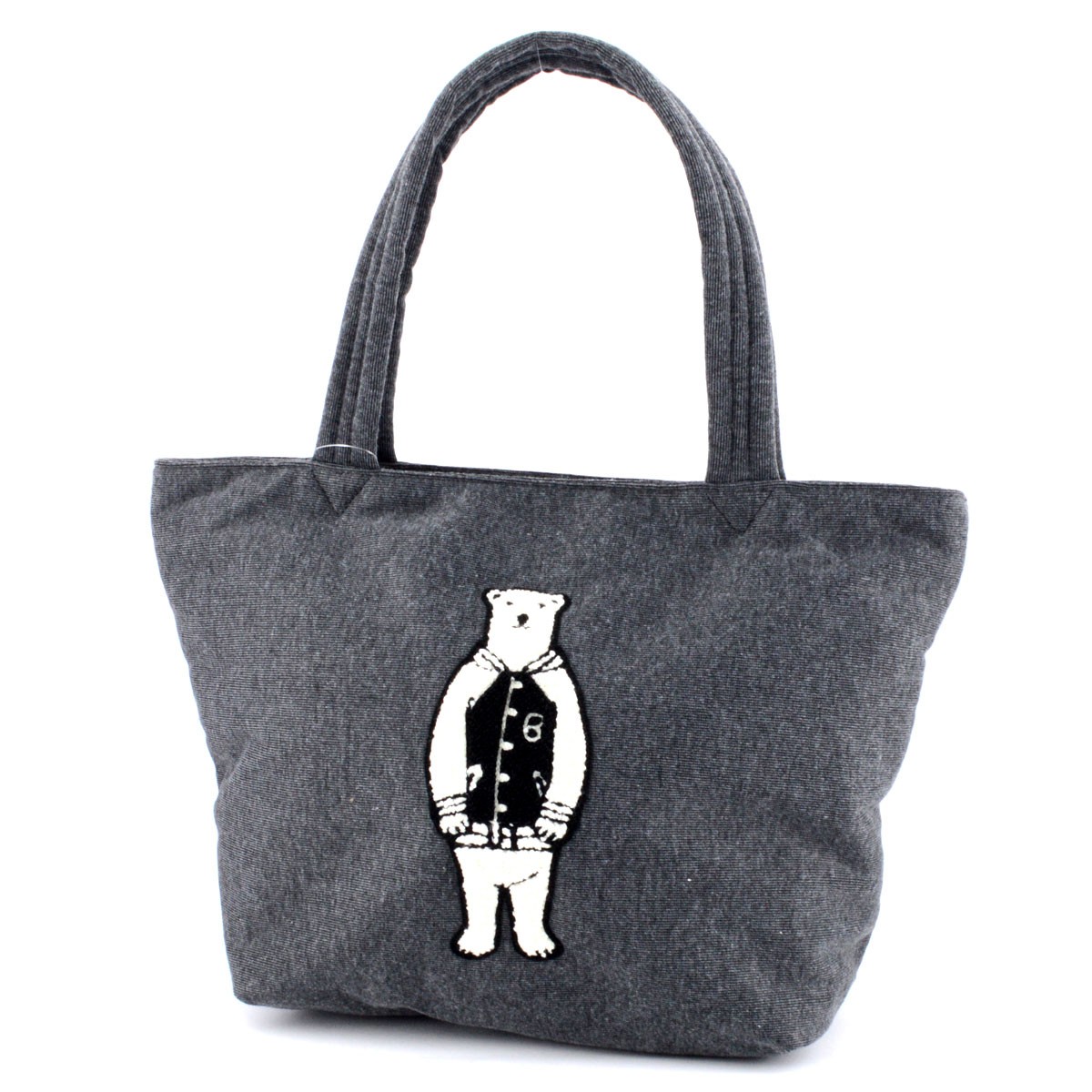 アネロ anello  ZP-C0472-BK POLAR BEAR BENJAMIN オシャレなシロクマ ベンジャミン もこもこサガラ刺繍 スウェット素材 ショルダー・トートバッグ