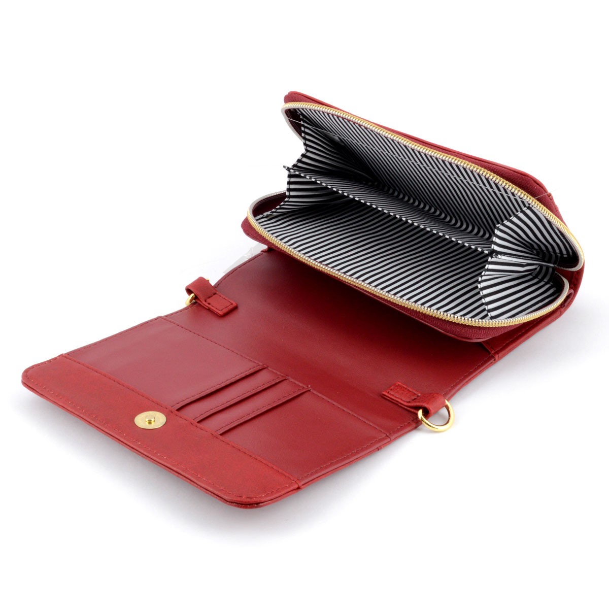 アネロ anello  ZU-M0206-RE おすましメガネ猫 ジョセフィーヌ スマホも入るお財布一体型ポシェット 多収納☆お財布ショルダーバッグ これひとつで身軽にお出掛けOK♪