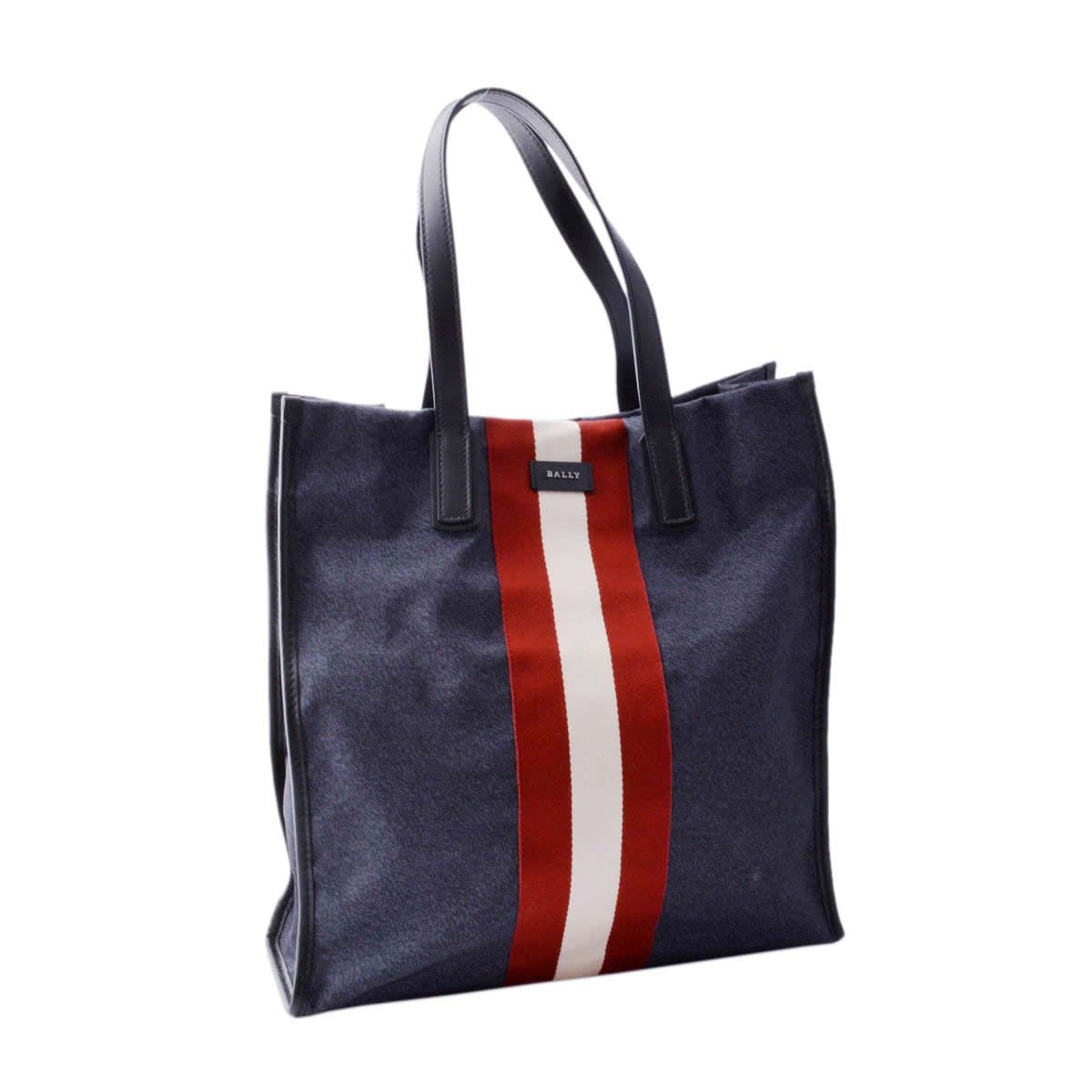バリー BALLY RAAMI 17 6207915 メンズ インク ファブリック バリーストライプ ショルダー トートバッグ