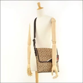 コーチ ≪取り寄せ商品≫シグネチャー ヘリテージ ストライプ ミディアムスリムマップ  メンズ メッセンジャーバッグ クロスボディ カーキ/マホガニー 70333 SKHMA