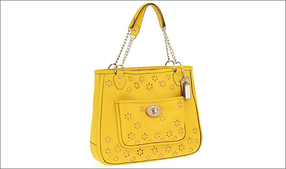 コーチ ≪取り寄せ商品≫POPPY ポピー アイレット フラワー・パンチングレザー チェーン・トートバッグ マリーゴールド 22438 SVMRG