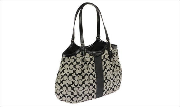 コーチ・アウトレット  ≪取り寄せ商品≫シグネチャーストライプ  トートバッグ ブラック/グレー F28503 SBWBK