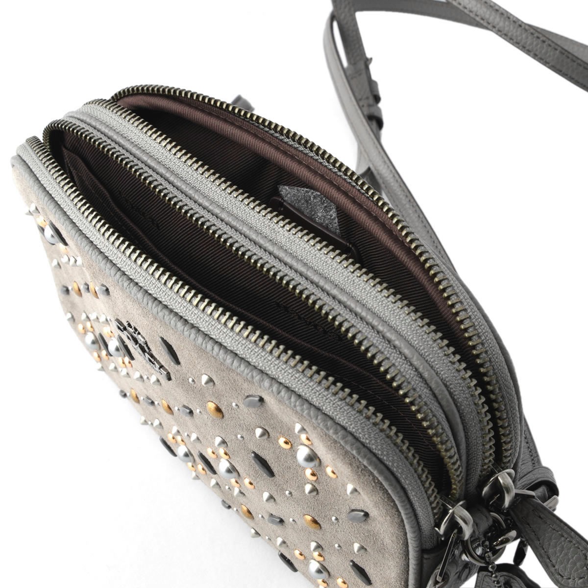 コーチ COACH 22868 Dk/Heather Grey（DKHGR) スエード プレーリー リベット ショルダーバッグ クラッチバッグ CROSSBODY CLUTCH