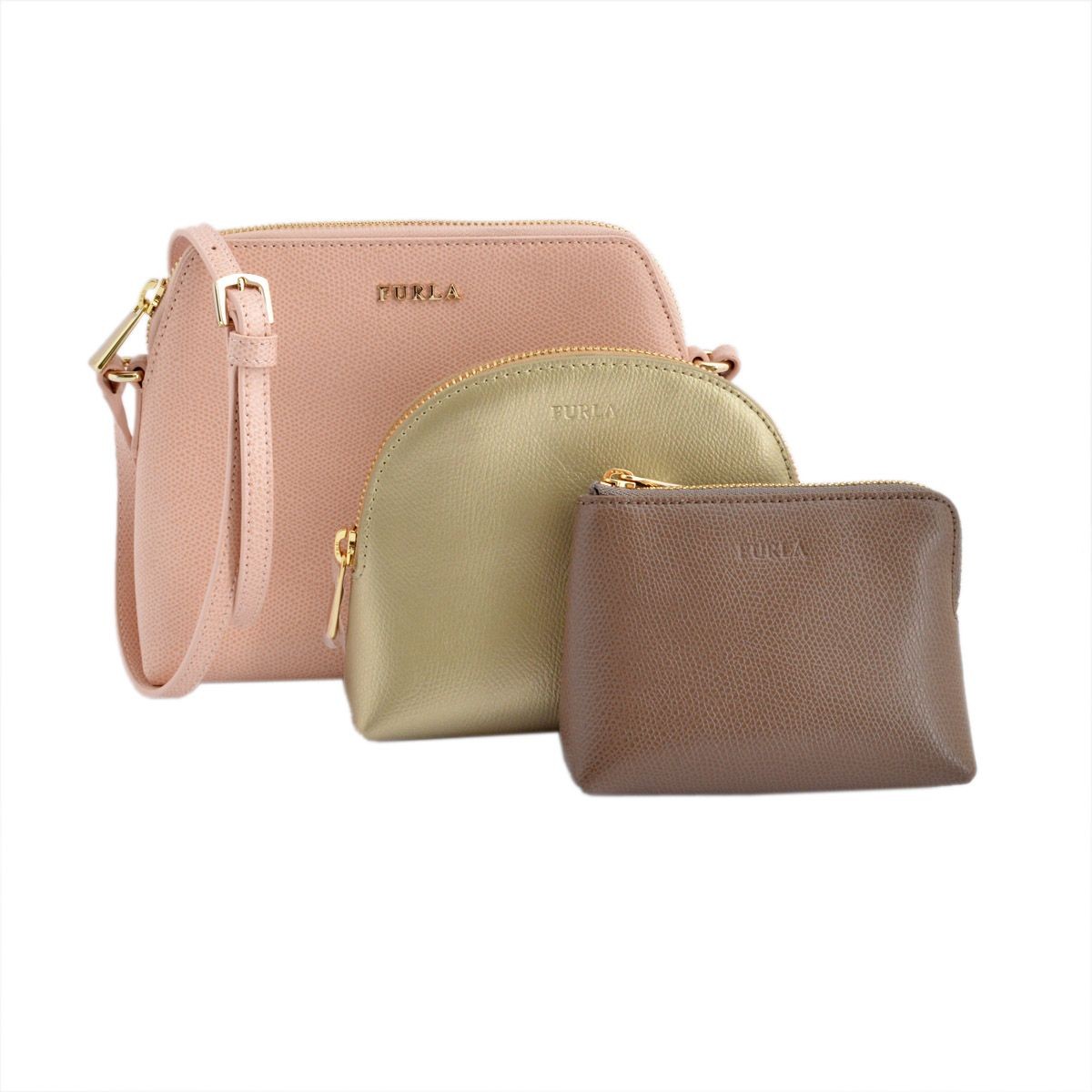 フルラ FURLA 825405 EK08 AM1 MAGNOLIA+GOLD+DAINO ボエム ショルダーバッグ、ポーチ 3点セット BOHEME XL