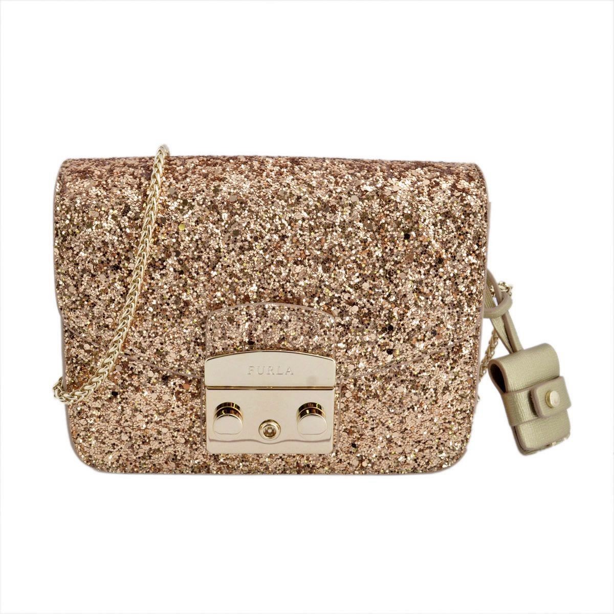 フルラ FURLA 820648 BFG5 S30 GOLD  メトロポリス スパンコールラメ入りグリッター ミニ チェーン ショルダーバッグ METROPOLIS MINI