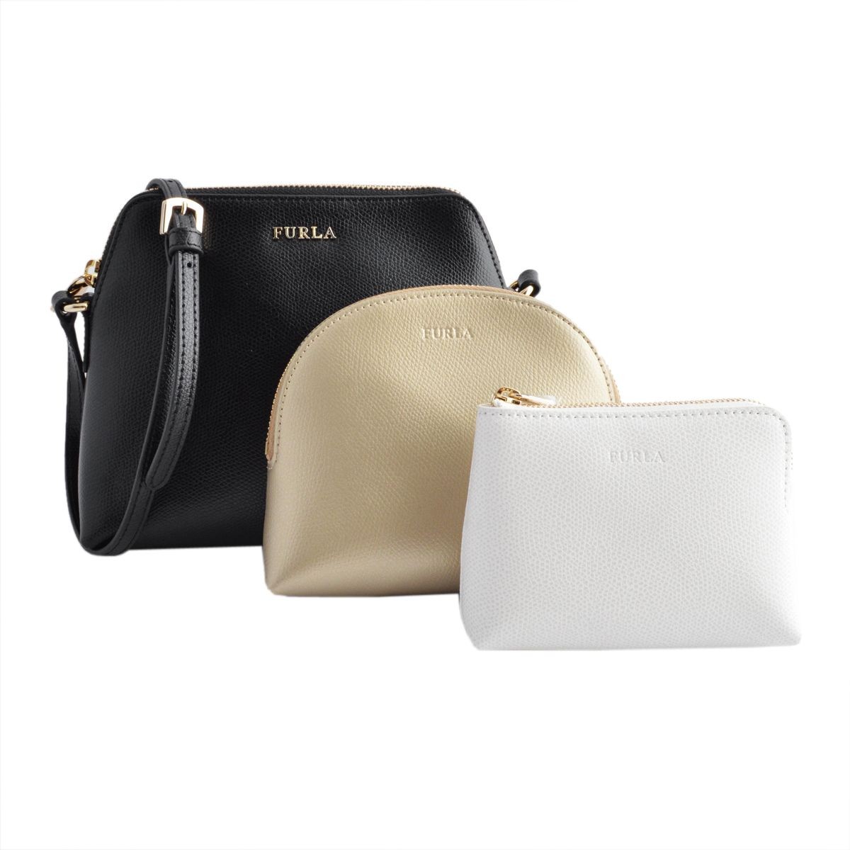 フルラ FURLA 839599 EK08 ARE ONYX/GOLD/PETALO ボエム ショルダーバッグ、ポーチ 3点セット BOHEME XL CROSSBODY POUCH