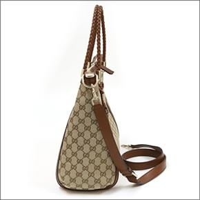 グッチ BELLA ベラ GGキャンバス リボンタッセルチャーム付 ミディアム ショルダー・トートバッグ ベージュ/ライトブラウン　 269946 FWCGG 8526