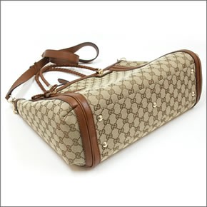 グッチ BELLA ベラ GGキャンバス リボンタッセルチャーム付 ミディアム ショルダー・トートバッグ ベージュ/ライトブラウン　 269946 FWCGG 8526