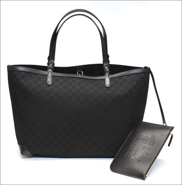 グッチ craft クラフト GGファブリック ポーチ付 ショルダー・トートバッグ ミディアム ブラック 247207 F4CMG 1000