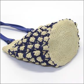 ヘレンカミンスキー  アーバウアー 手編み・ラフィア×レザー かごバッグ ショルダー・トート  ナチュラル/ブルー ≪2014SS≫ Arbour Natural/Subaqua/Cyan