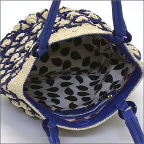 ヘレンカミンスキー  アーバウアー 手編み・ラフィア×レザー かごバッグ ショルダー・トート  ナチュラル/ブルー ≪2014SS≫ Arbour Natural/Subaqua/Cyan