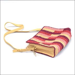 ヘレンカミンスキー  デスピナ タイル ワトルステッチ 手編み・ラフィア×レザー クラッチ・ショルダーバッグ かごバッグ  ≪2014SS≫ Despina Tile/Bllom/Amber