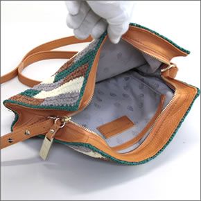 ヘレンカミンスキー  デスピナ タイル ワトルステッチ 手編み・ラフィア×レザー クラッチ・ショルダーバッグ かごバッグ  ≪2014SS≫ Despina Tile/Laguma/Tango