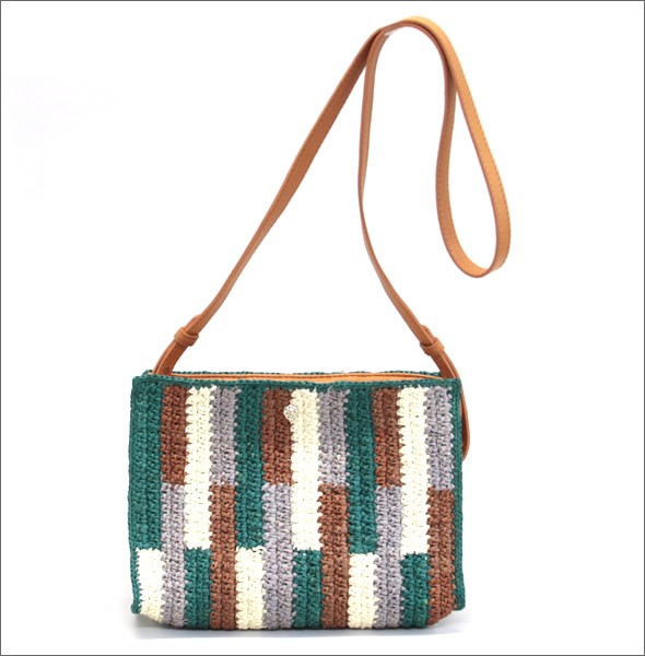 ヘレンカミンスキー  デスピナ タイル ワトルステッチ 手編み・ラフィア×レザー クラッチ・ショルダーバッグ かごバッグ  ≪2014SS≫ Despina Tile/Laguma/Tango