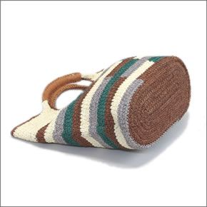 ヘレンカミンスキー  ピナマー タイル ワトルステッチ ラフィア製 手編み×レザー  かご・トートバッグ スモールサイズ ≪2014SS≫ Pinamar Tile Small/Laguma/Tango