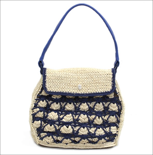ヘレンカミンスキー  ヴェーデス 手編み・ラフィア×レザー かごバッグ ショルダーハンドバッグ ≪2014SS≫ Verdes/Natural/Subaqua/Cyan