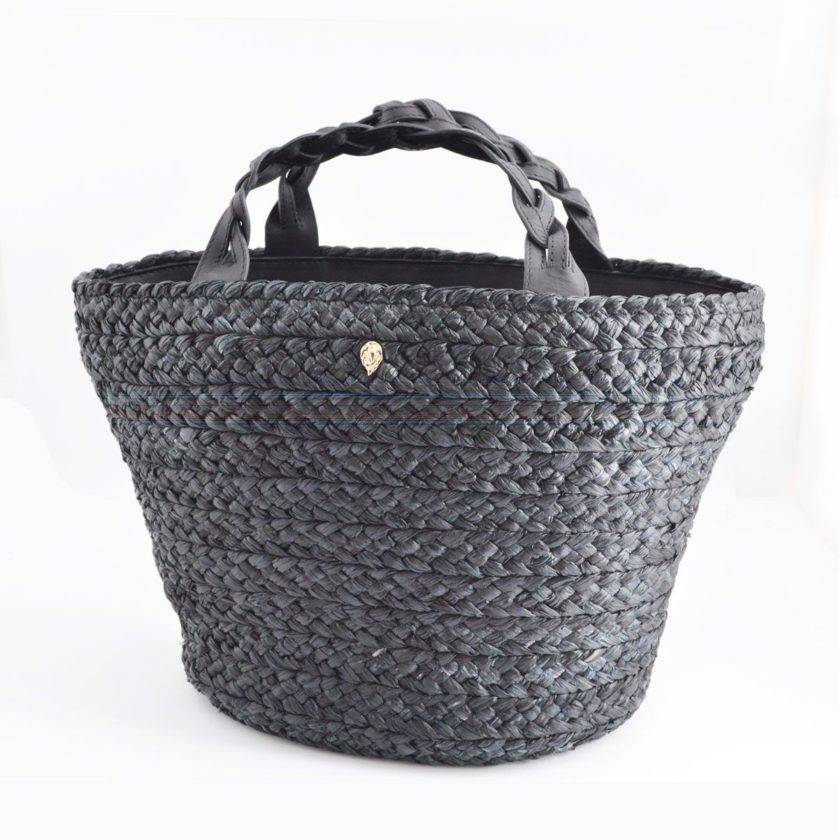 ヘレンカミンスキー HELEN KAMINSKI Rhyce S Charcoal/Black ≪2016SS≫ラフィア製 手編み×レザー  かご・トートバッグ スモールサイズ