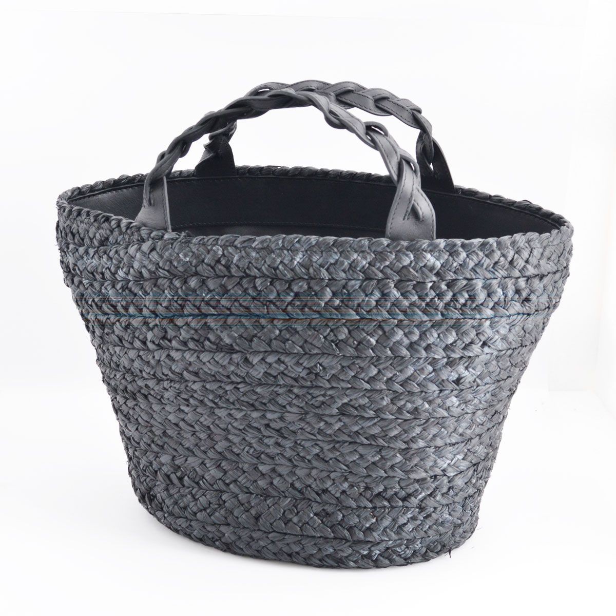 ヘレンカミンスキー HELEN KAMINSKI Rhyce S Charcoal/Black ≪2016SS≫ラフィア製 手編み×レザー  かご・トートバッグ スモールサイズ