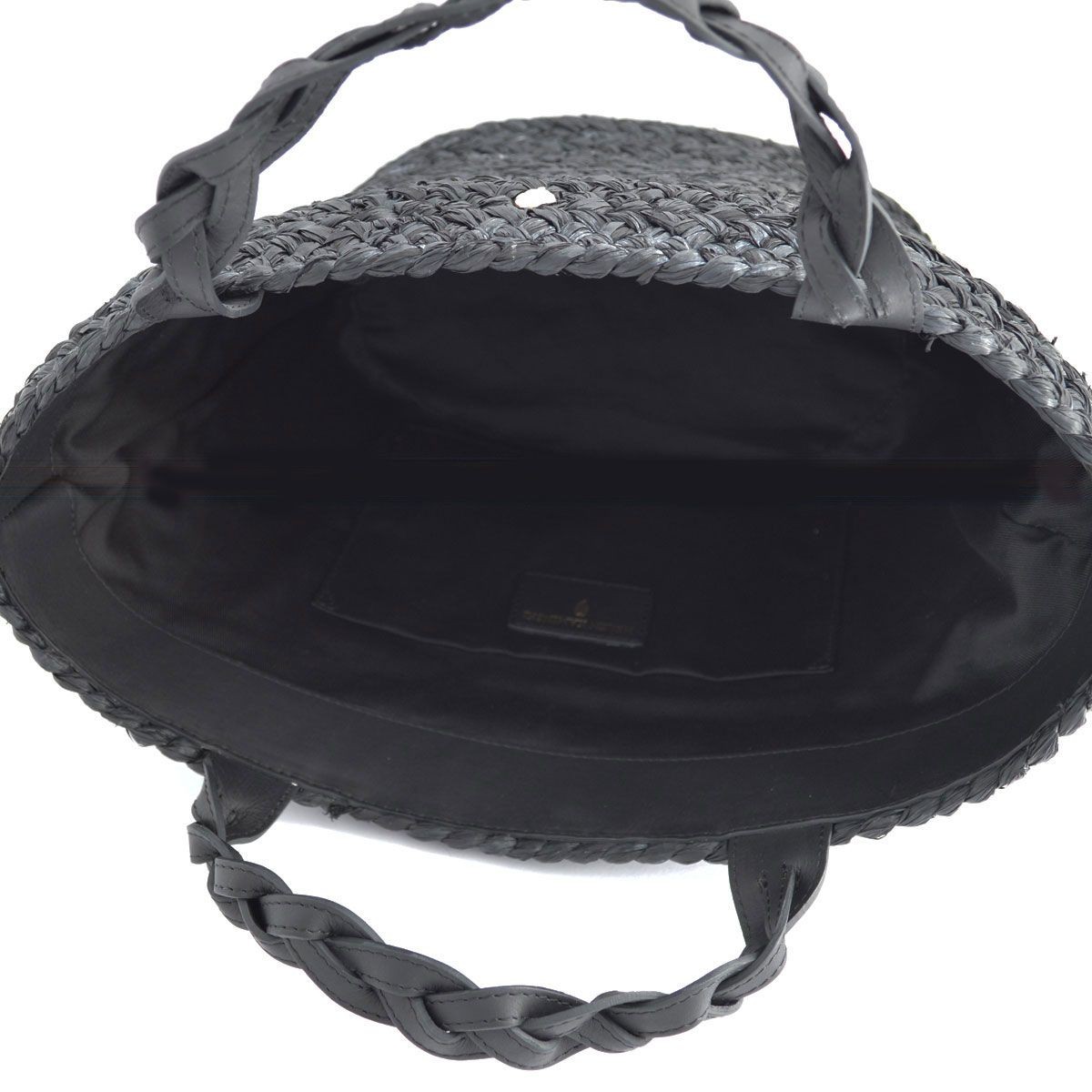 ヘレンカミンスキー HELEN KAMINSKI Rhyce S Charcoal/Black ≪2016SS≫ラフィア製 手編み×レザー  かご・トートバッグ スモールサイズ