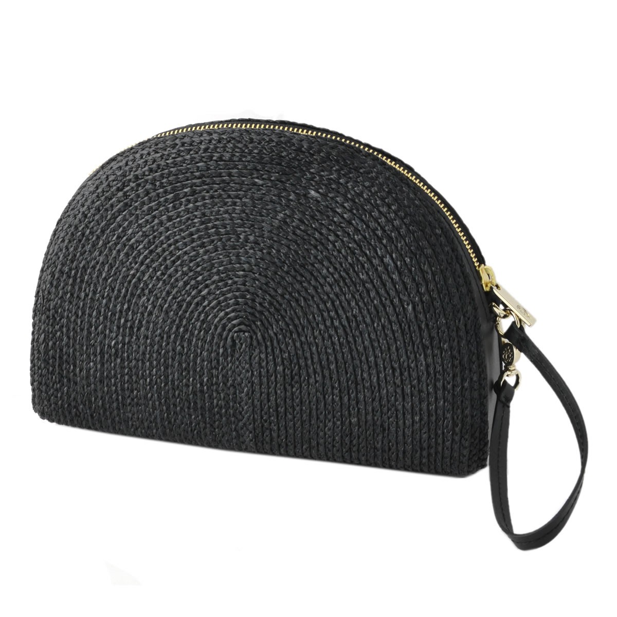 ヘレンカミンスキー HELEN KAMINSKI Lina Pochette L Charcoal/Black ≪2018SS≫ラフィア製手編み×レザー クラッチバッグ ハンドポーチ かごバッグ ラージサイズ