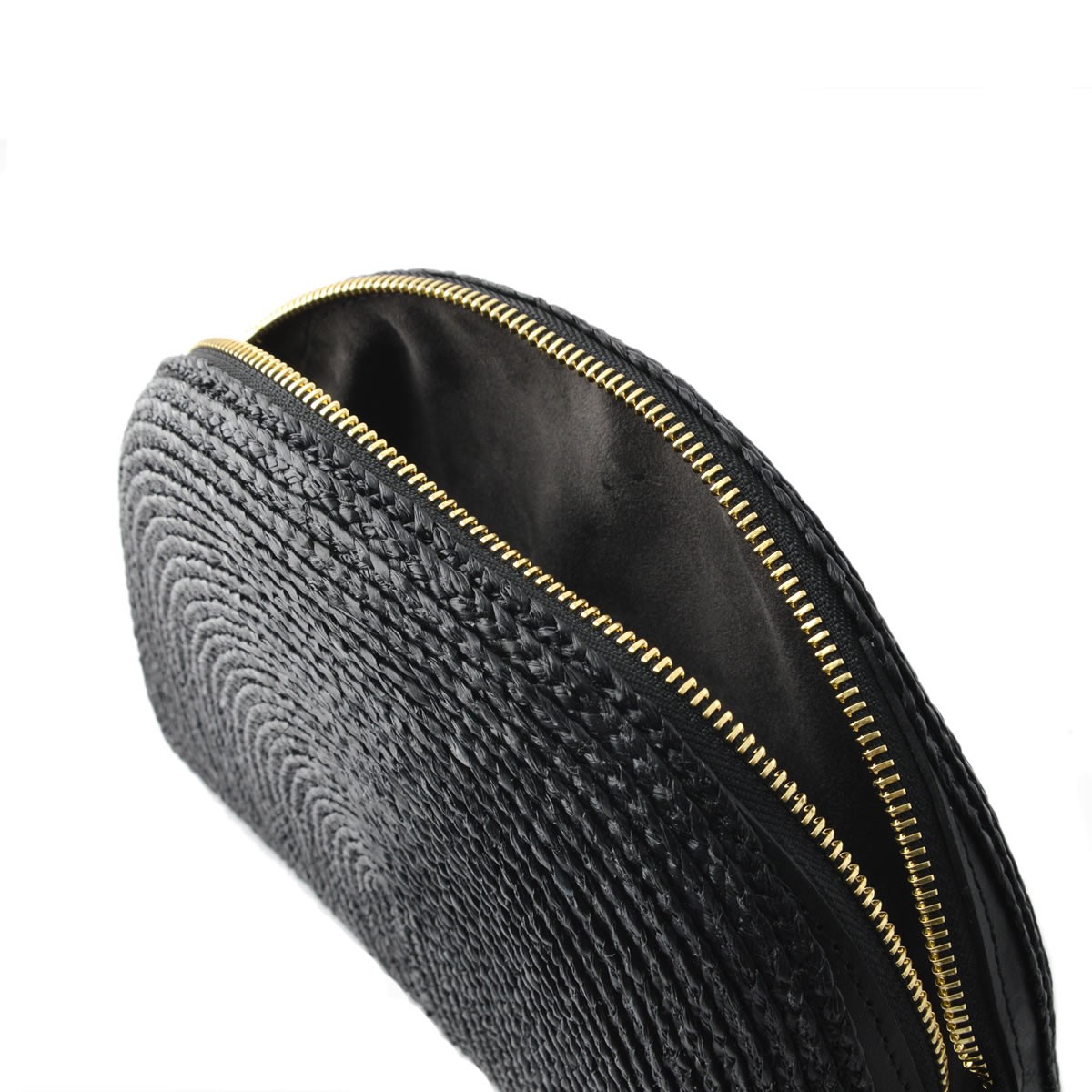 ヘレンカミンスキー HELEN KAMINSKI Lina Pochette L Charcoal/Black ≪2018SS≫ラフィア製手編み×レザー クラッチバッグ ハンドポーチ かごバッグ ラージサイズ