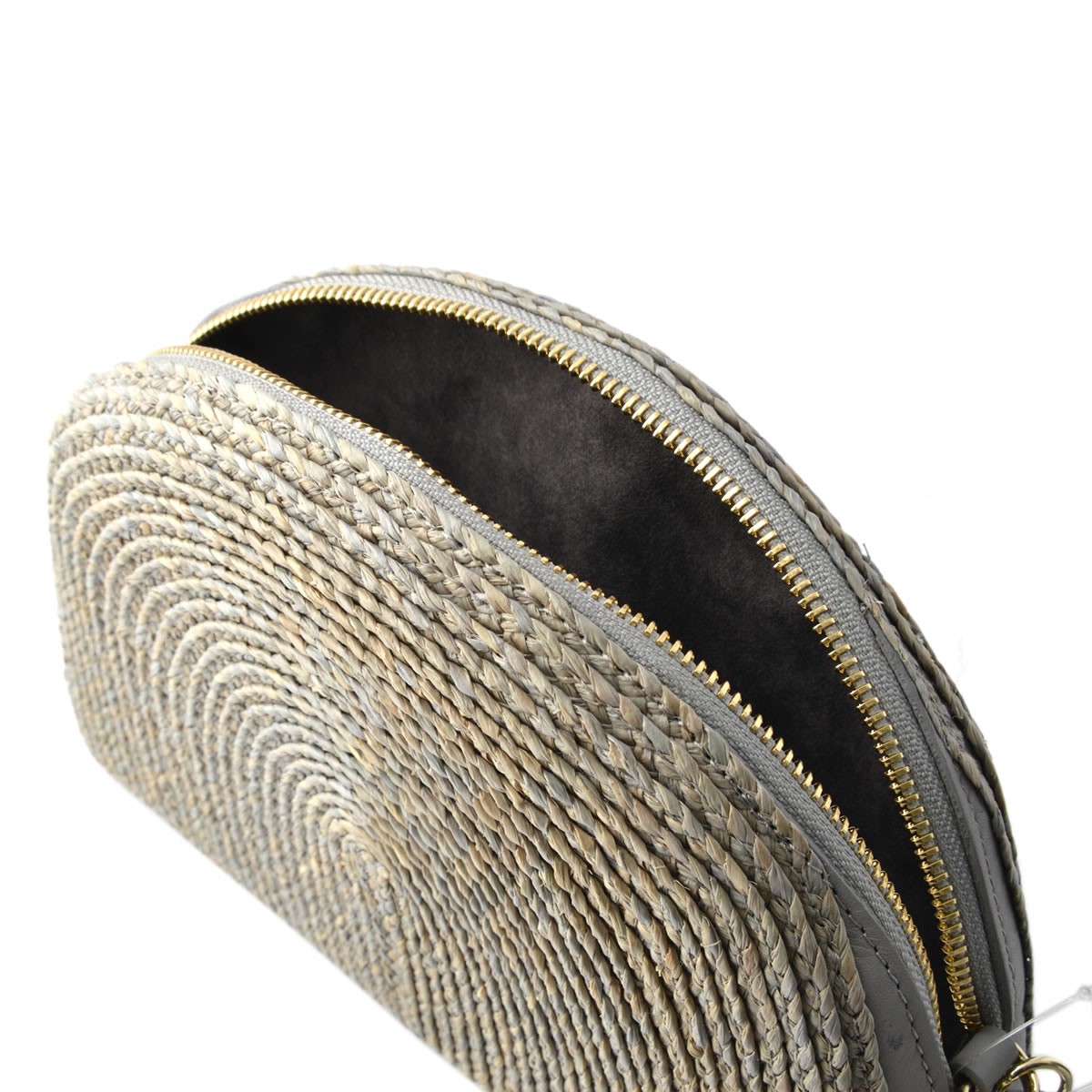 ヘレンカミンスキー HELEN KAMINSKI Lina Pochette L Eclipse Melange/Frost ≪2018SS≫ラフィア製手編み×レザー クラッチバッグ ハンドポーチ かごバッグ ラージサイズ