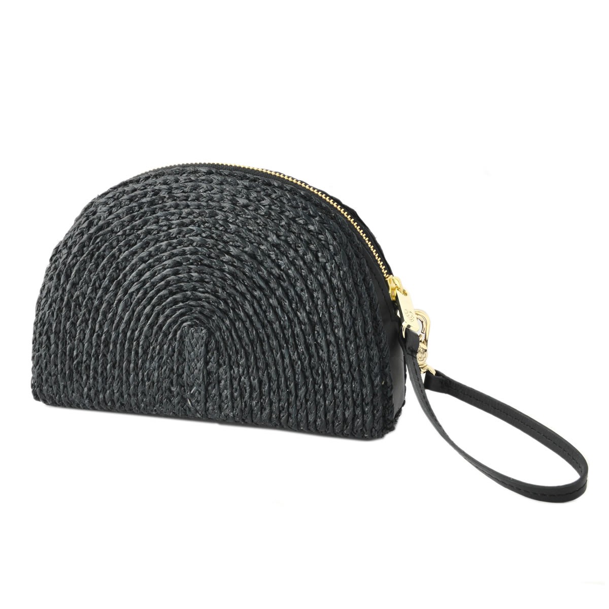 ヘレンカミンスキー HELEN KAMINSKI Lina Pochette S/Charcoal/Black ≪2018SS≫ラフィア製手編み×レザー クラッチバッグ ハンドポーチ かごバッグ スモールサイズ