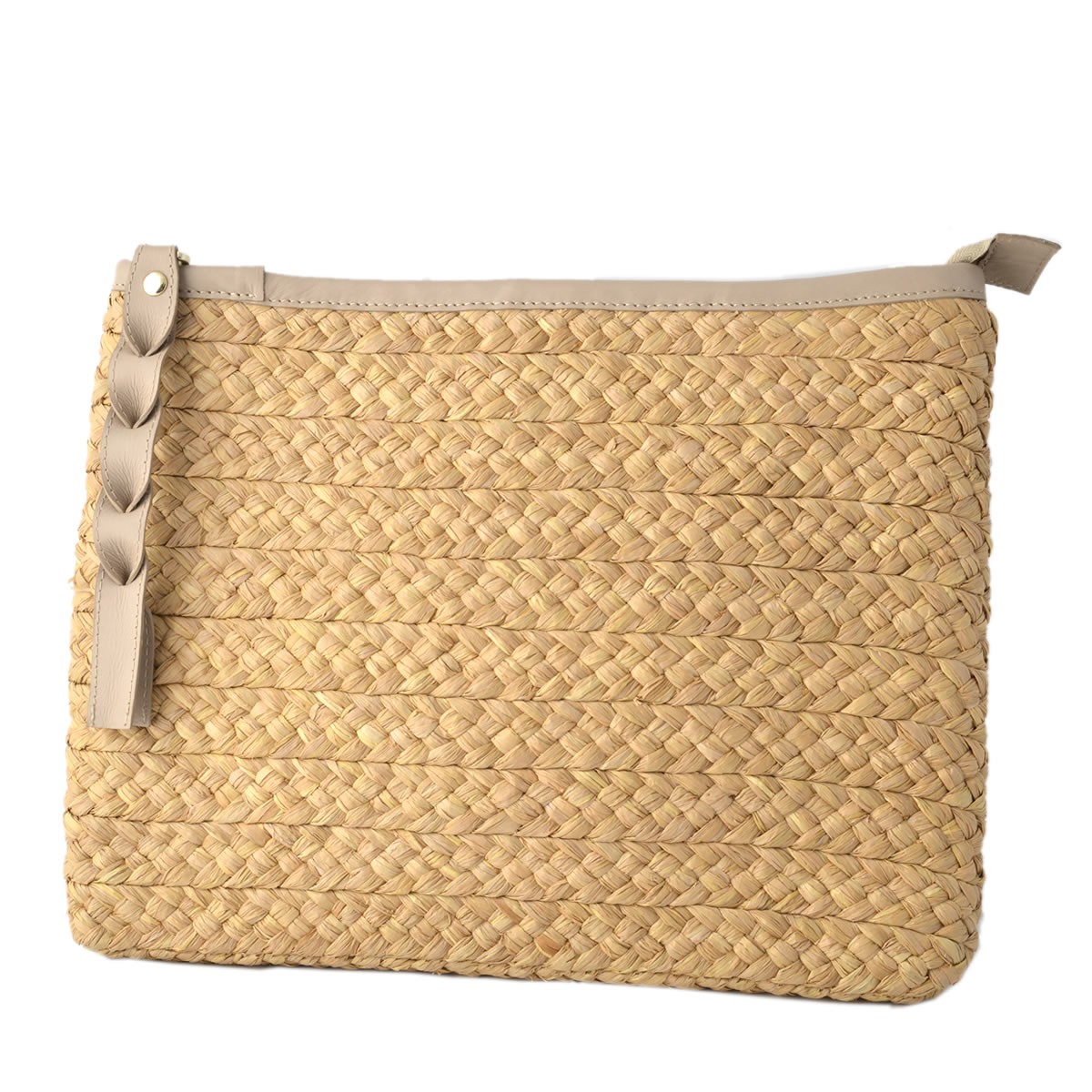 ヘレンカミンスキー HELEN KAMINSKI Rhianna Clutch Nougat/Pebble ≪2018SS≫ラフィア製 手編み×レザー クラッチバッグ ハンドポーチ かごバッグ