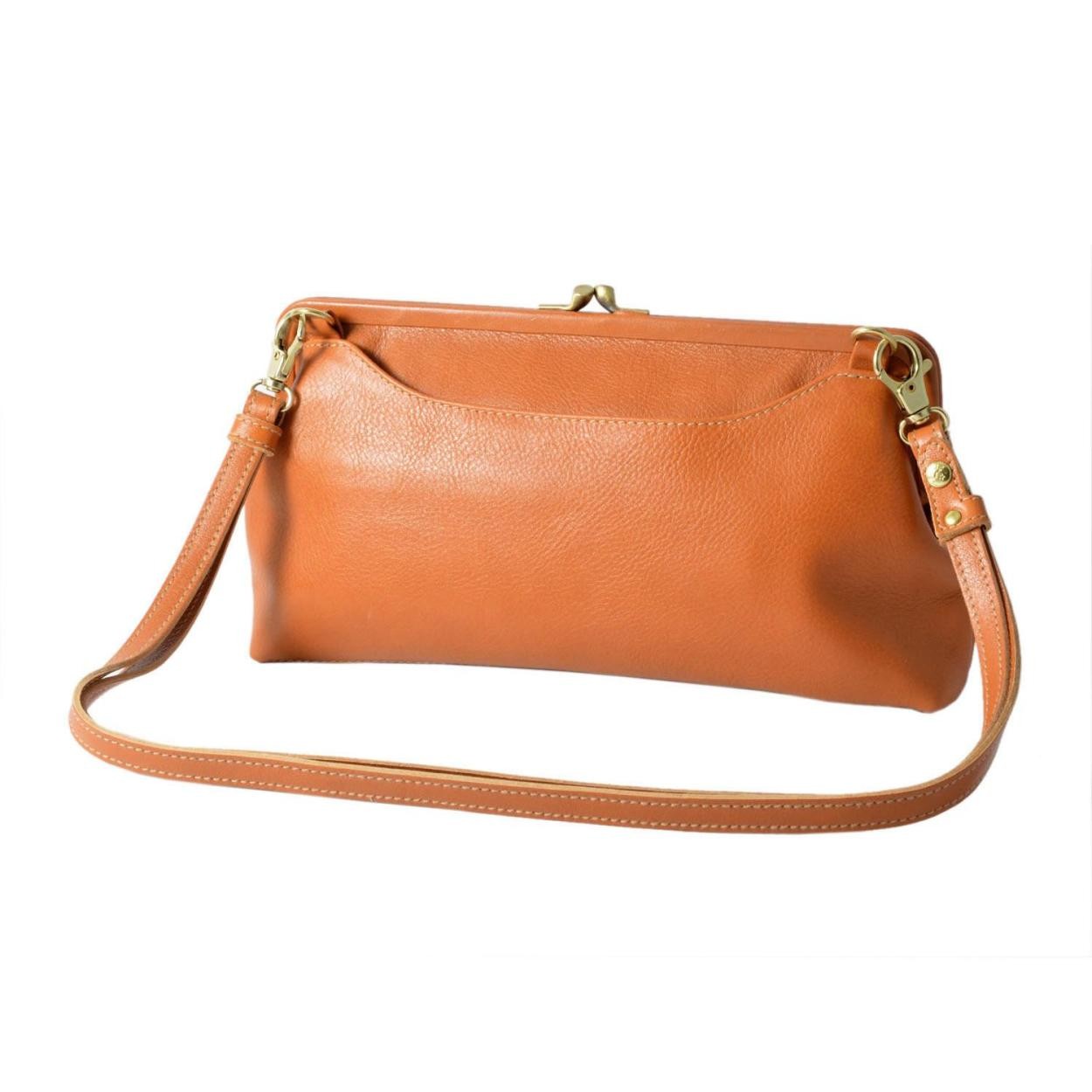 イルビゾンテ IL BISONTE A2232 P 145 Caramel 2WAY がま口 ショルダーバッグ クラッチバッグ クロスボディ CLUTCH