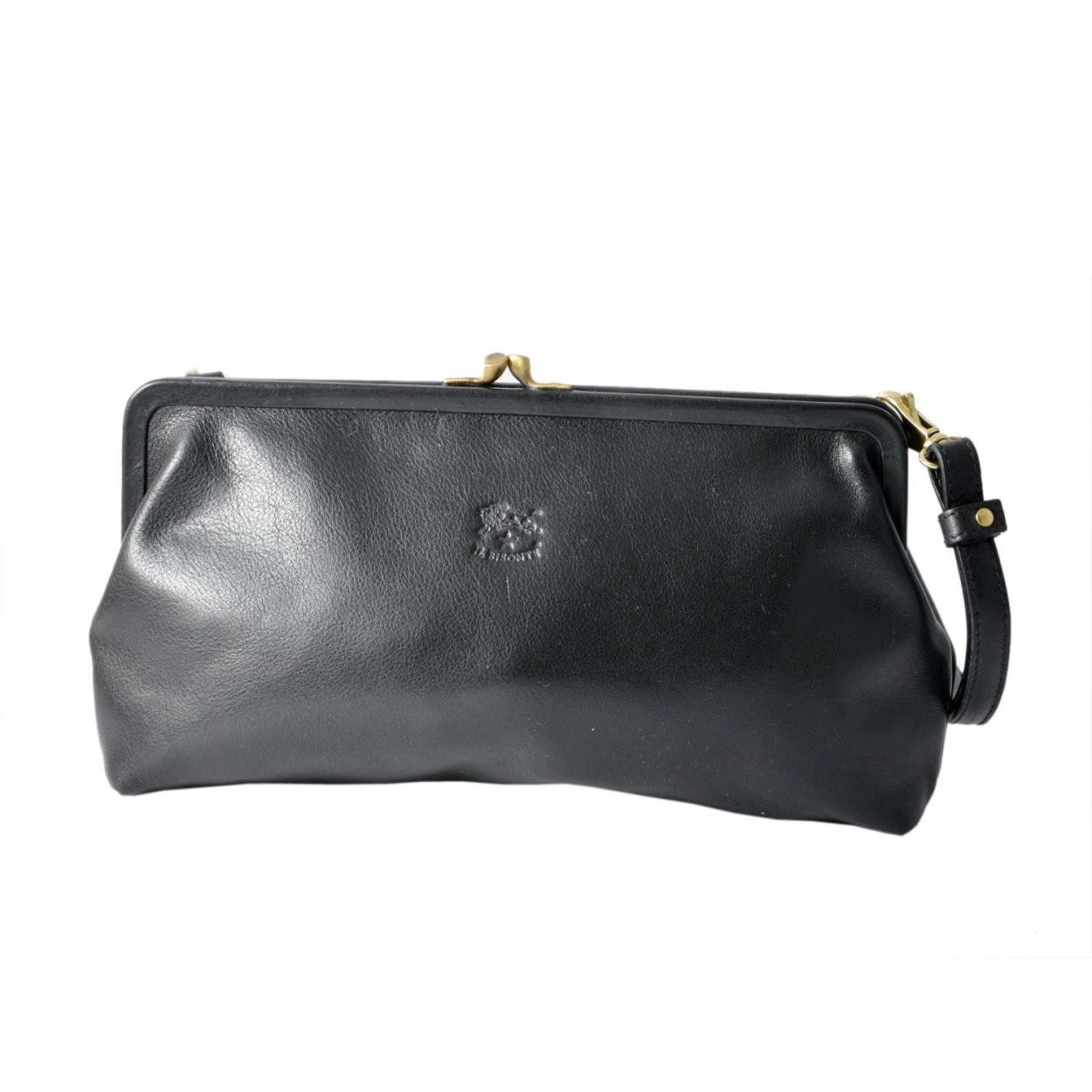 イルビゾンテ IL BISONTE A2232 P 153 Nero 2WAY がま口 ショルダーバッグ クラッチバッグ クロスボディ CLUTCH