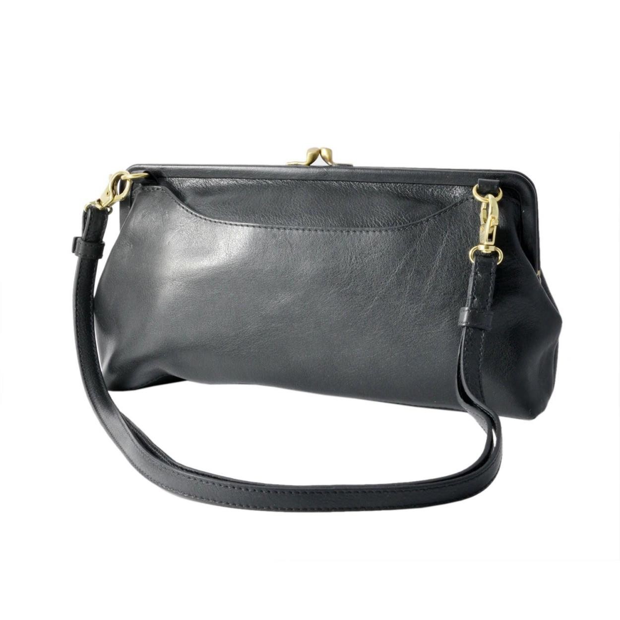 イルビゾンテ IL BISONTE A2232 P 153 Nero 2WAY がま口 ショルダーバッグ クラッチバッグ クロスボディ CLUTCH