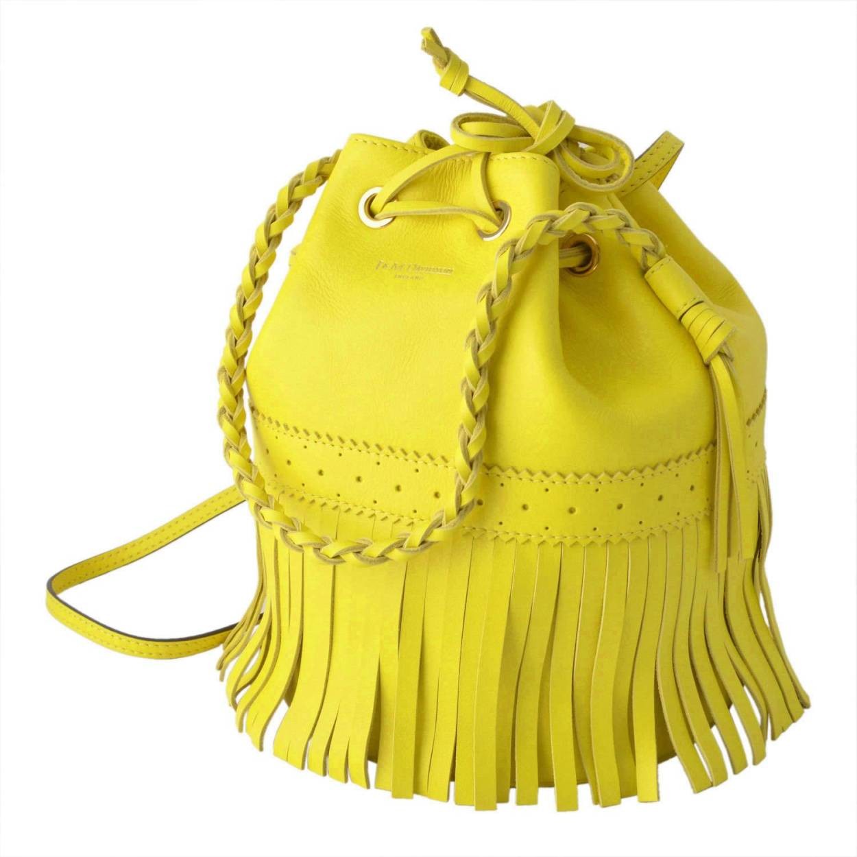 ジェイアンドエムデヴィッドソン J&M DAVIDSON  1355 7314 5170 MIMOSA YELLOW カーニバル M フリンジ 巾着型 2WAY ショルダーバッグ CARNIVAL M