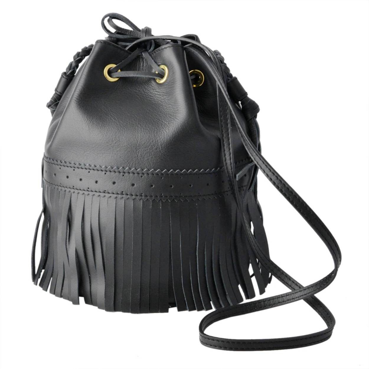 ジェイアンドエムデヴィッドソン J&M DAVIDSON  1355 7314 9990 BLACK カーニバル M フリンジ 巾着型 2WAY ショルダーバッグ CARNIVAL M