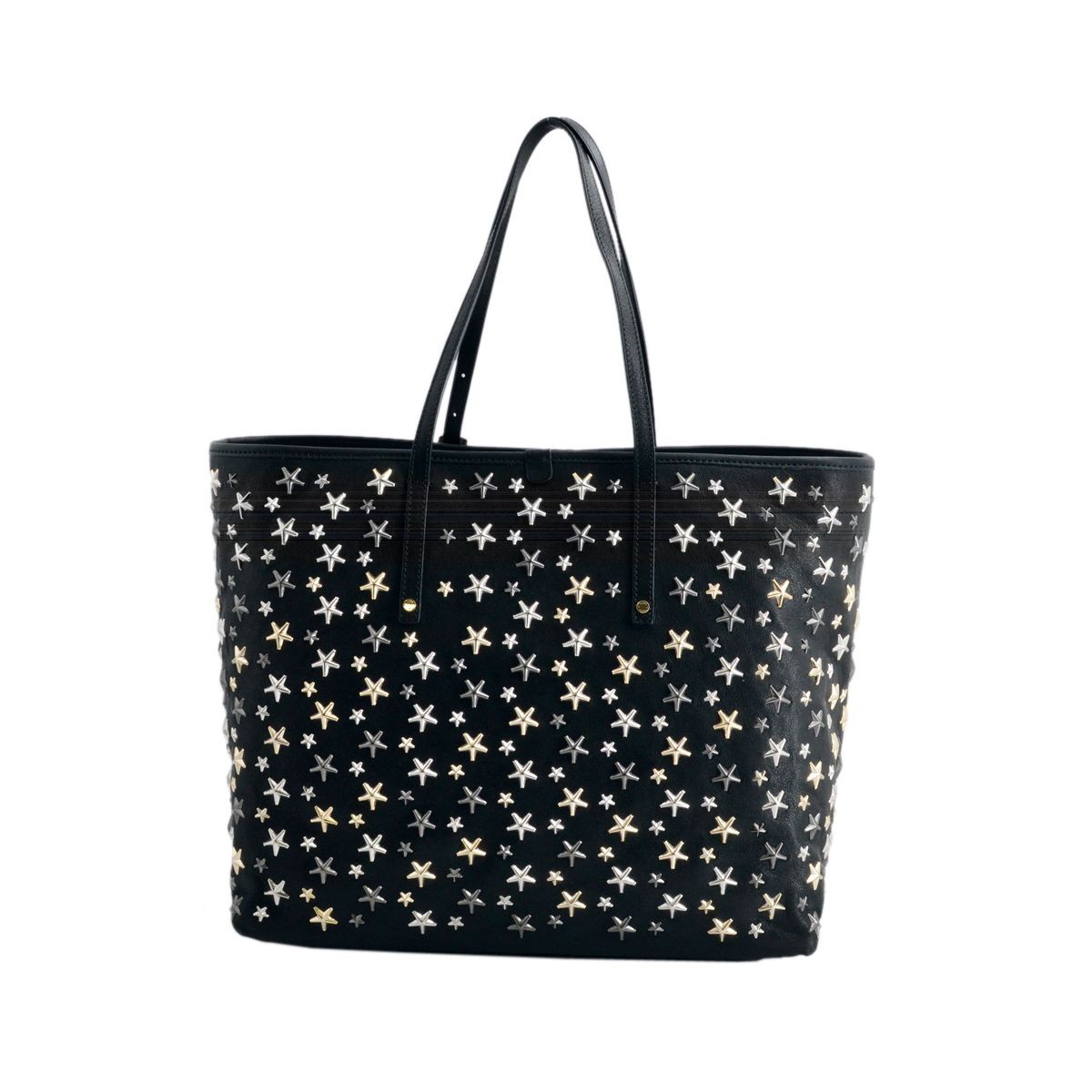 ジミーチュウ JIMMY CHOO SASHA/M/LTR 143 BLACK/METALLIC MIX スタースタッズ付 ショルダー・トートバッグ