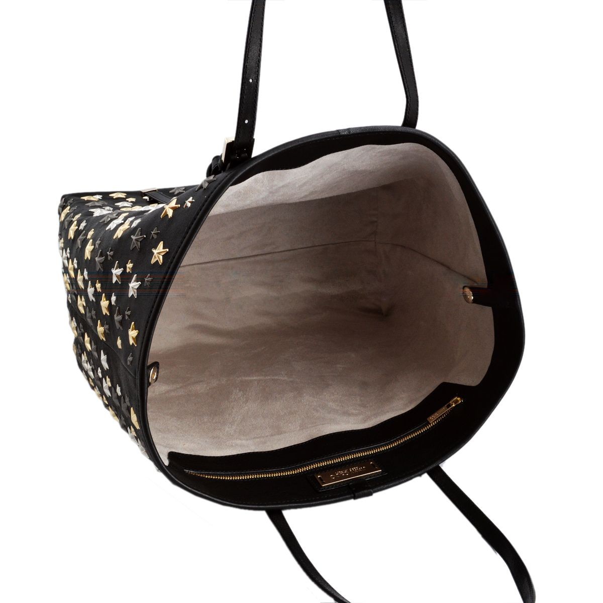 ジミーチュウ JIMMY CHOO SASHA/M/LTR 143 BLACK/METALLIC MIX スタースタッズ付 ショルダー・トートバッグ