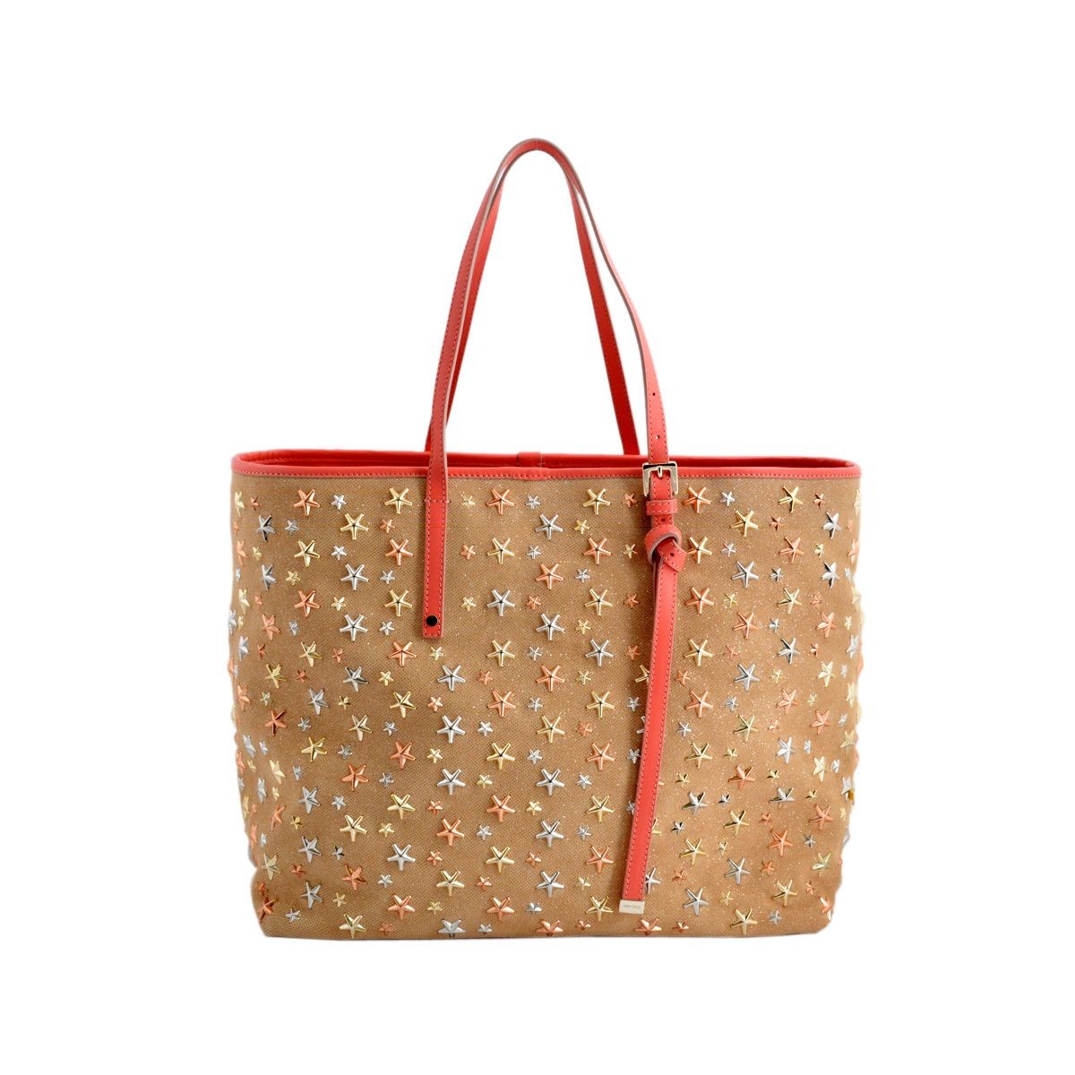 ジミーチュウ JIMMY CHOO SASHA/M/MXU 161 NUDE/ROSE GOLD METALLIC MIX スタースタッズ付 ショルダー・トートバッグ