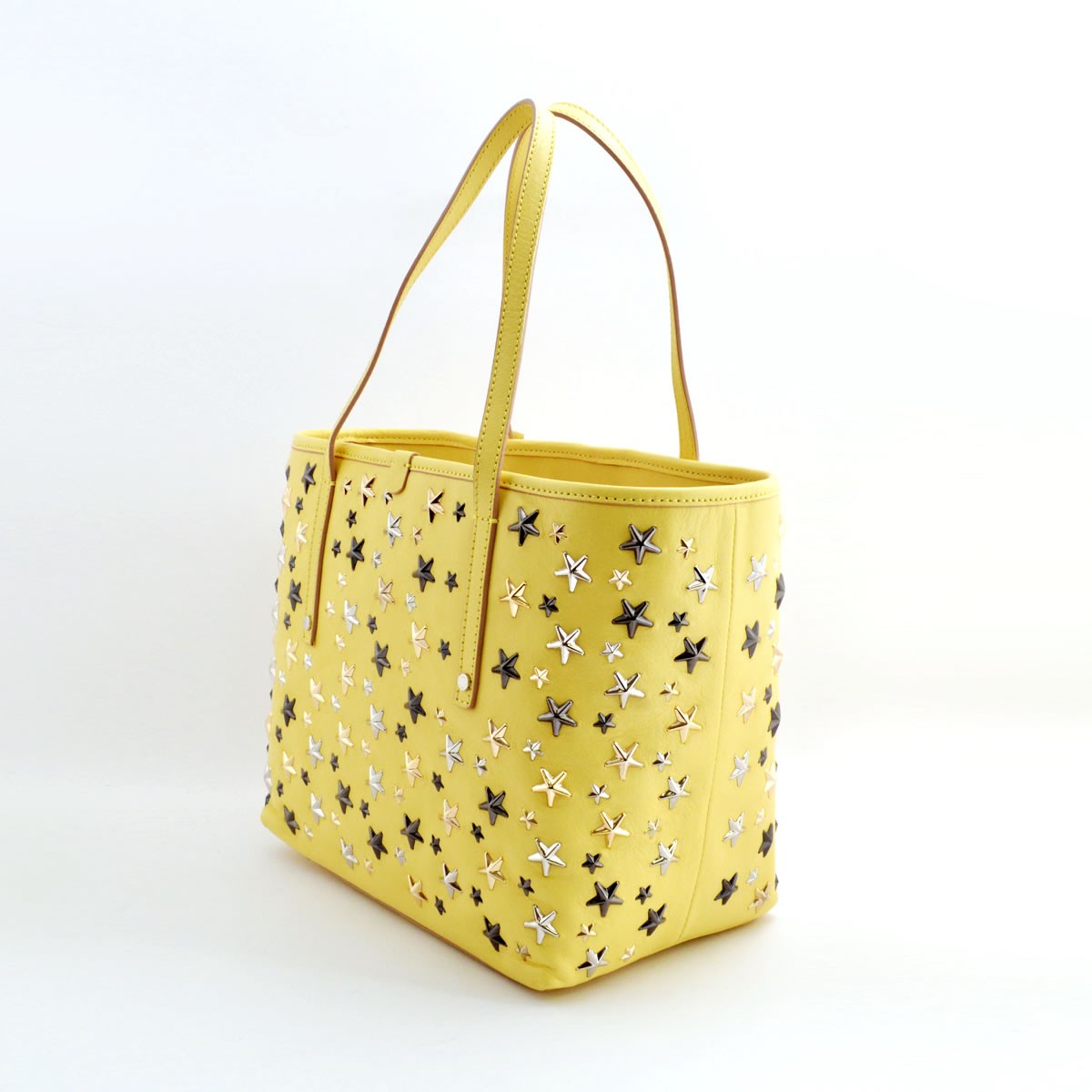 ジミーチュウ JIMMY CHOO SASHA/M/LTR 161 BUTTERCUP/METALLIC MIX スタースタッズ ショルダー・トートバッグ