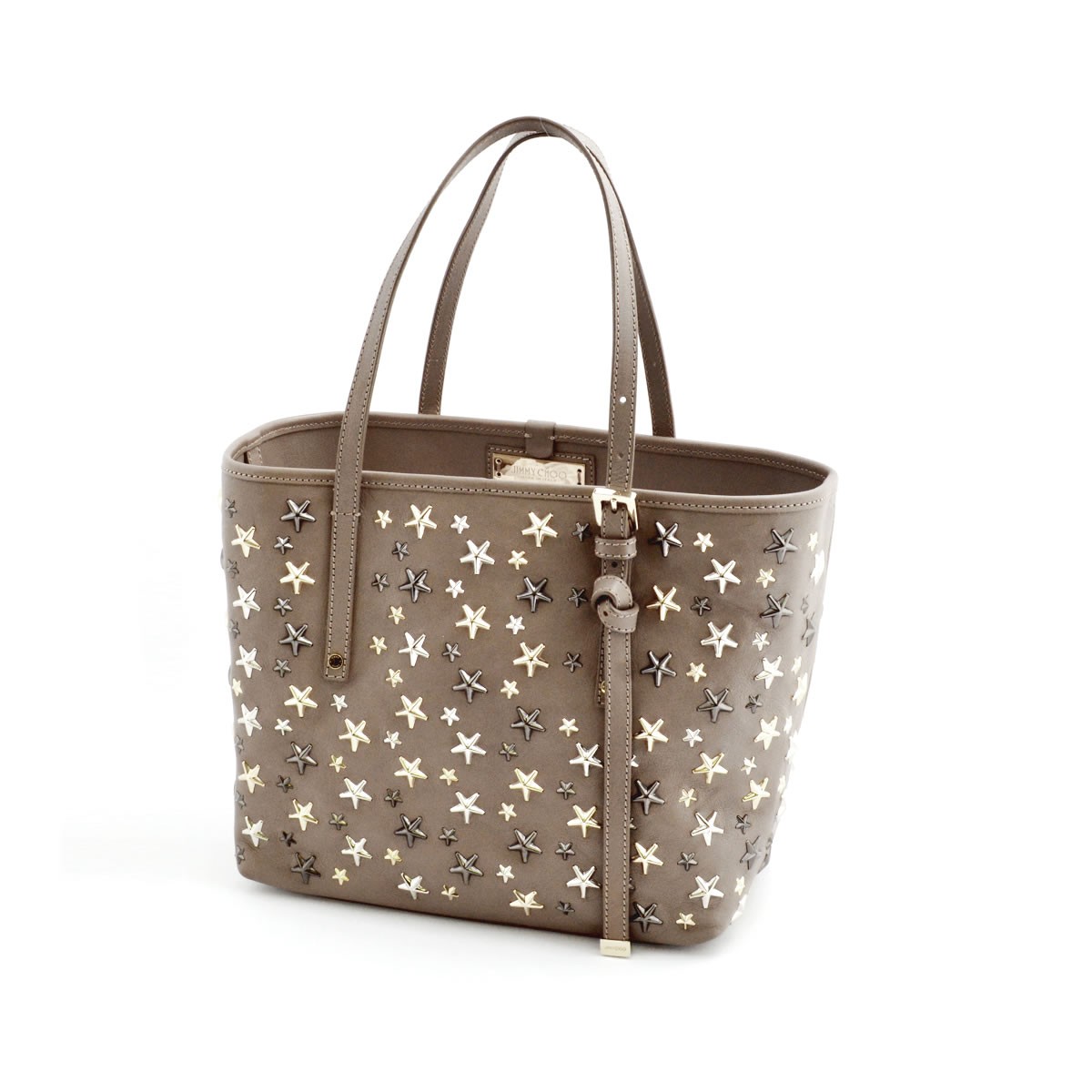 ジミーチュウ JIMMY CHOO SASHA/S/LTR 143 MUSK/METALLIC MIX スタースタッズ トートバッグ