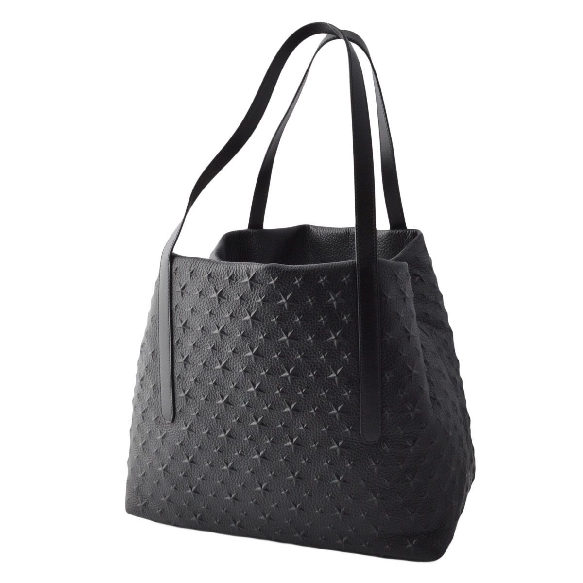 ジミーチュウ JIMMY CHOO SARA/M/EMG 141 BLACK スターエンボス ミディアム ショルダー・トートバッグ