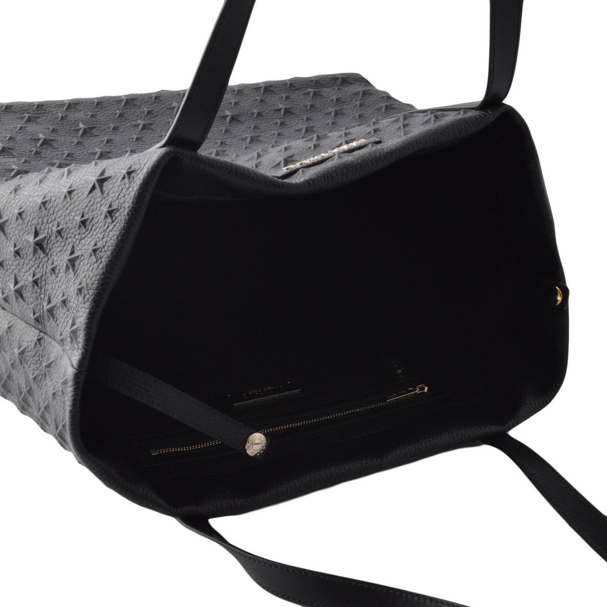 ジミーチュウ JIMMY CHOO SARA/M/EMG 141 BLACK スターエンボス ミディアム ショルダー・トートバッグ