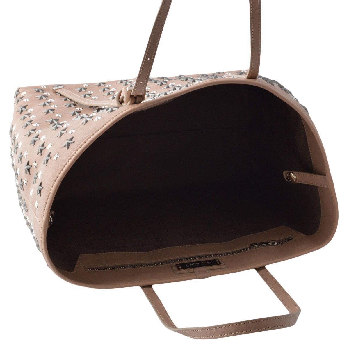 ジミーチュウ JIMMY CHOO SASHA/M/LTR 162 BALLET PINK/SILVER GUNMETAL METALLIC MIX スタースタッズ ミディアム ショルダー・トートバッグ