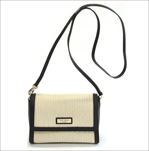 ケイトスペード Cedar Street Straw Magnolia かごバッグ ミニショルダーバッグ ストロー×サフィアーノレザー ≪2015SS≫ PWRU4257 159 Natural/Black