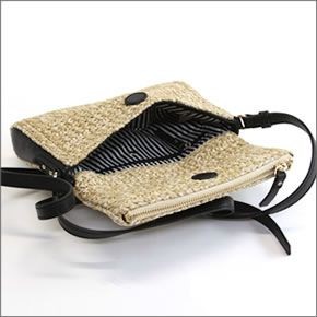 ケイトスペード Cobble Hill Straw Mini Carson かごバッグ ミニショルダーバッグ ストロー×ソフトペプルドレザー ≪2015SS≫ PWRU4263 159 Natural/Black