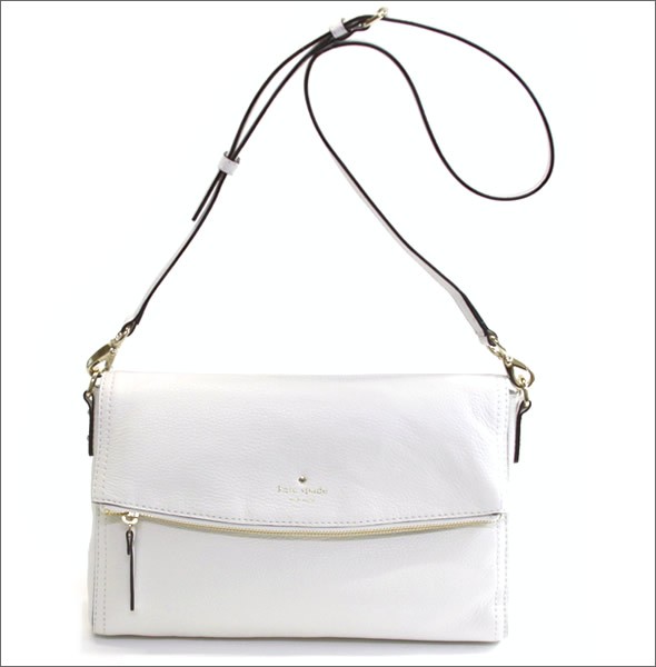 ケイトスペード Cobble Hill Carson ショルダーバッグ クロスボディ クラッチバッグ ソフトペプルドレザー ≪2015SS≫  PXRU4669 125 Bright White