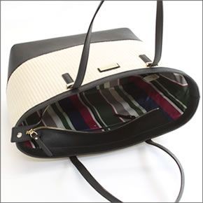 ケイトスペード Cedar Street Straw Small Harmony かごバッグ ショルダー・トートバッグ ストロー×サフィアーノレザー ≪2015SS≫ (A4サイズ対応) PXRU5685 159 Natural/Black