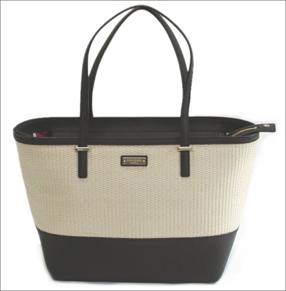 ケイトスペード Cedar Street Straw Small Harmony かごバッグ ショルダー・トートバッグ ストロー×サフィアーノレザー ≪2015SS≫ (A4サイズ対応) PXRU5685 159 Natural/Black