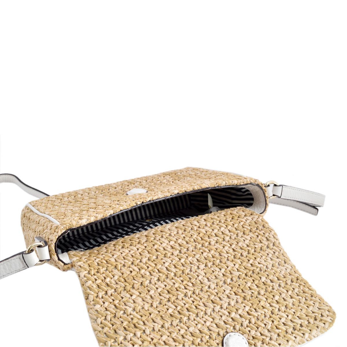 ケイトスペード Kate Spade PWRU4846 266 Natural/Cement ストロー×レザー 2WAY ミニショルダー ハンドバッグ かごバッグ Cobble Hill Straw Mini Toddy