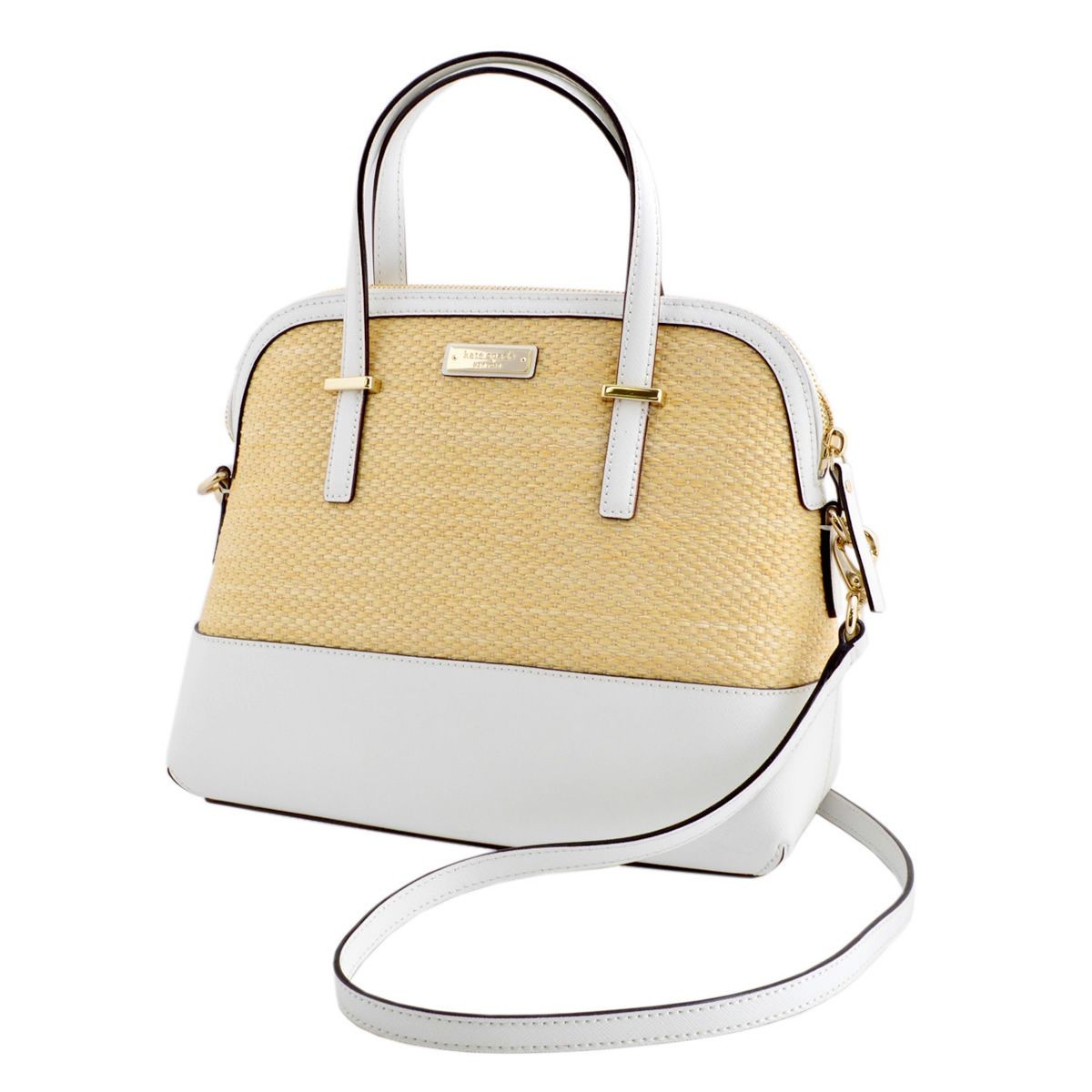 ケイトスペード Kate Spade PXRU6427 108 Natural/Bright White ストロー×レザー 2WAY ショルダー ハンドバッグ かごバッグ Cedar Street Straw Maise